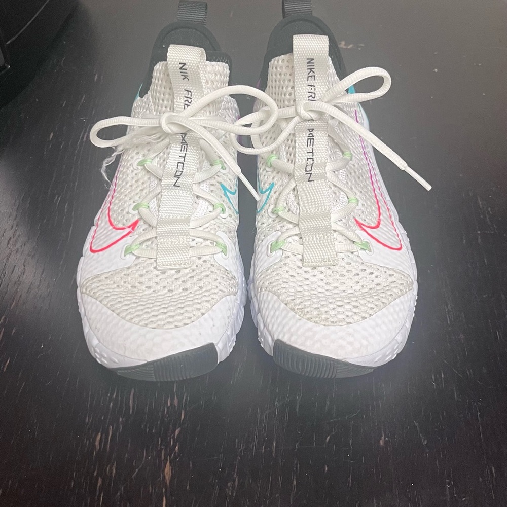 Nike White and Pink Sneakers with Breathable Knit Design